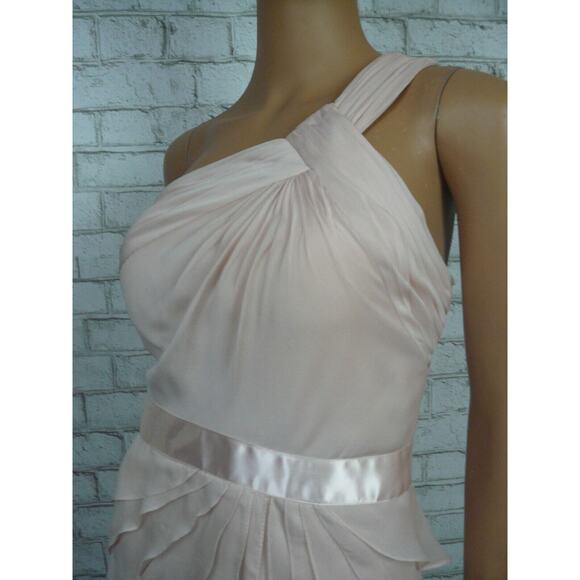 $149 Adrianna Papell Blush Pink Chiffon Tiered Flutter Sheath Dress 14 NWT A218 - Picture 10 of 12